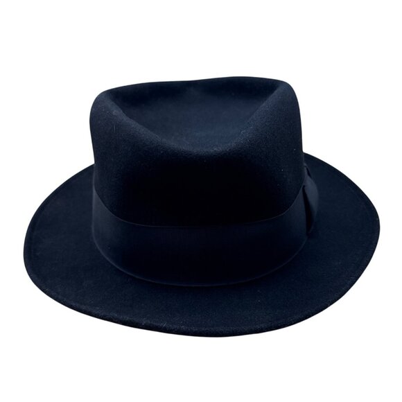 Golden Gate Hat Co Mens Black Wool Fedora Hat Size Large Satin Lining & Ribbon - Picture 1 of 11